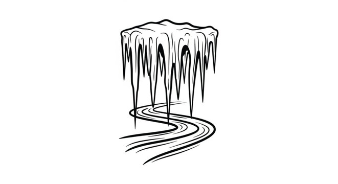 Icicles Hanging From Roof Edge.