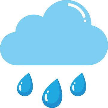 Blue Cloud Raining Water Drops Illustration.