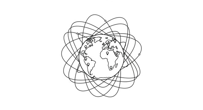 Earth Globe with Orbit Lines.