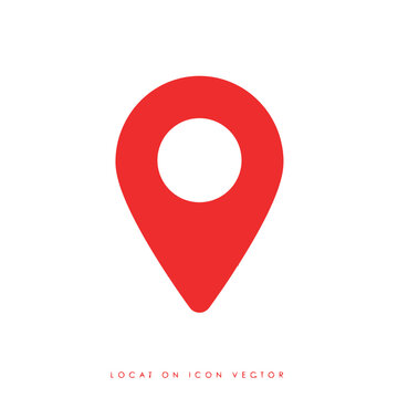 Location pin icon rendered in a bold red color serves as a clear graphic indicator for mapping software and geographic tagging systems.