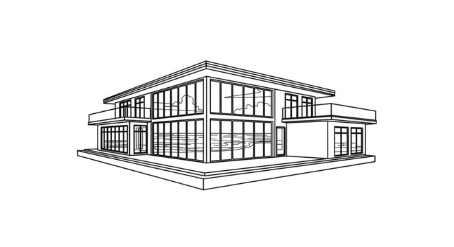Modern House with Large Windows Exterior.