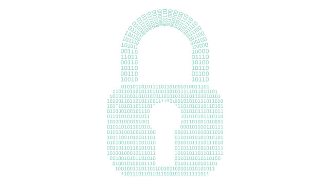 Digital padlock made of binary code on a for cybersecurity concepts