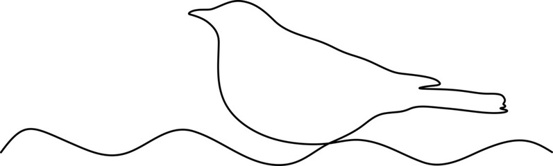 Obraz premium WebMinimalist Bird Illustration – Continuous Line Drawing of Bird on Branch