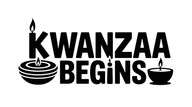 Kwanzaa begins logo with candles and text