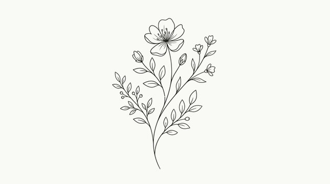 Detailed drawing of a single flower.