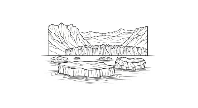 Large Iceberg Floating in Water.