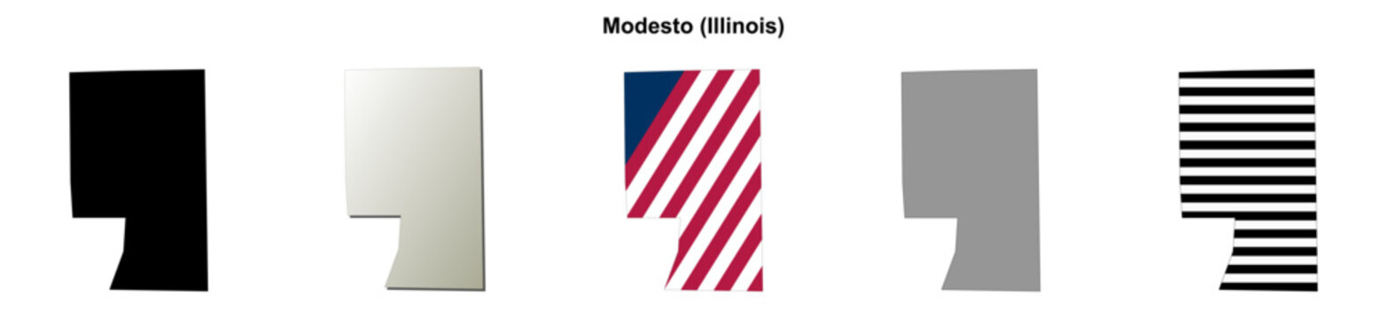 Modesto (Illinois) blank outline map set