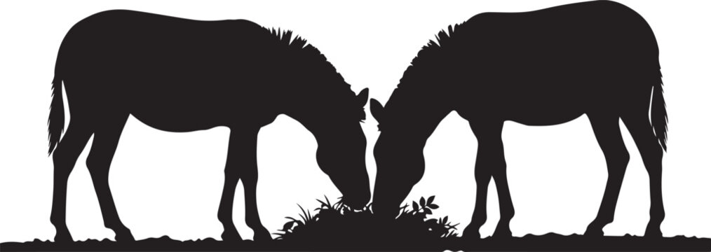 Zebra Silhouette Line Art &ndash; Bold Outline Animal Vector Illustration