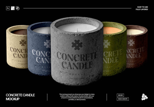 Concrete Candle Mockup &ndash; Isolated Packaging Branding Presentation (PSD)