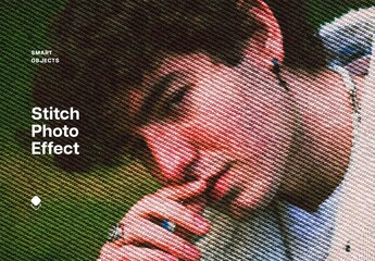 Stitch Photo Effect – Embroidery for Album Cover & Social Media (PSD)