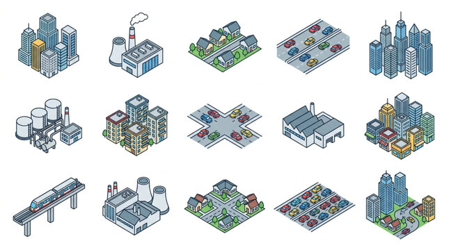 Assorted LEGO Style City and Infrastructure Models