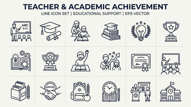 Education icons for academic achievement.
