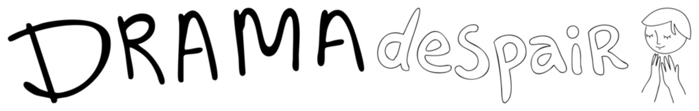 This expressive handwritten lettering features the words drama and despair alongside a tiny doodle. This mood piece, a bit of a scribbly sketch, captures raw emotion through simple art.