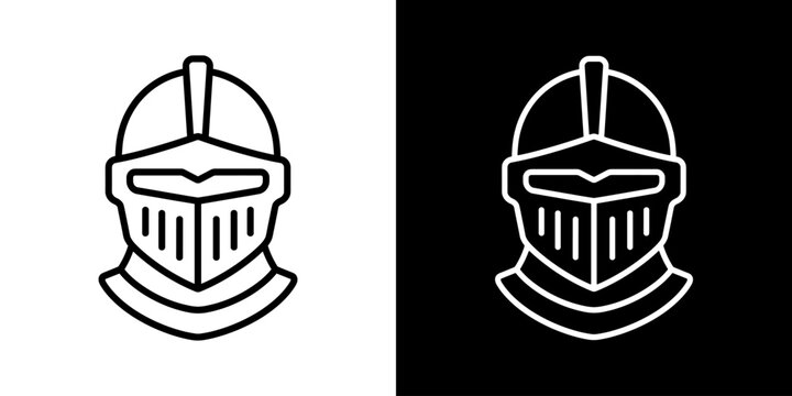 Medieval knight helmet icon, fantasy warrior armor vector symbol for RPG games, chivalry and heraldry