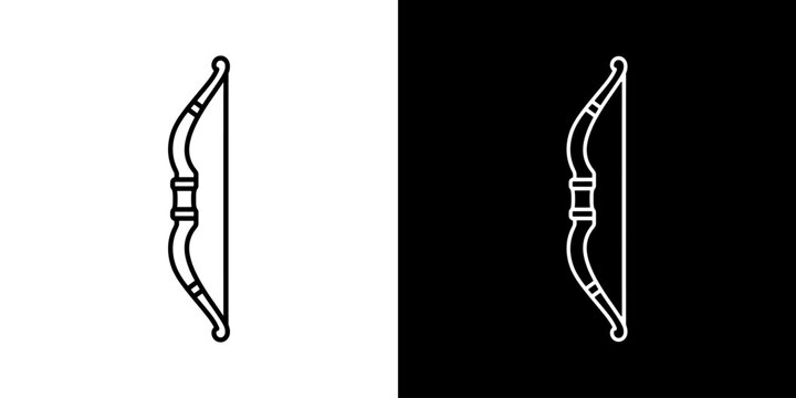 Archery bow icon concept in flat black and white style on clean background vector illustration design