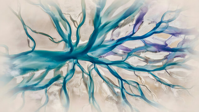 Title
Abstract watercolor river delta vector landscape with blue flowing streams and branch networks