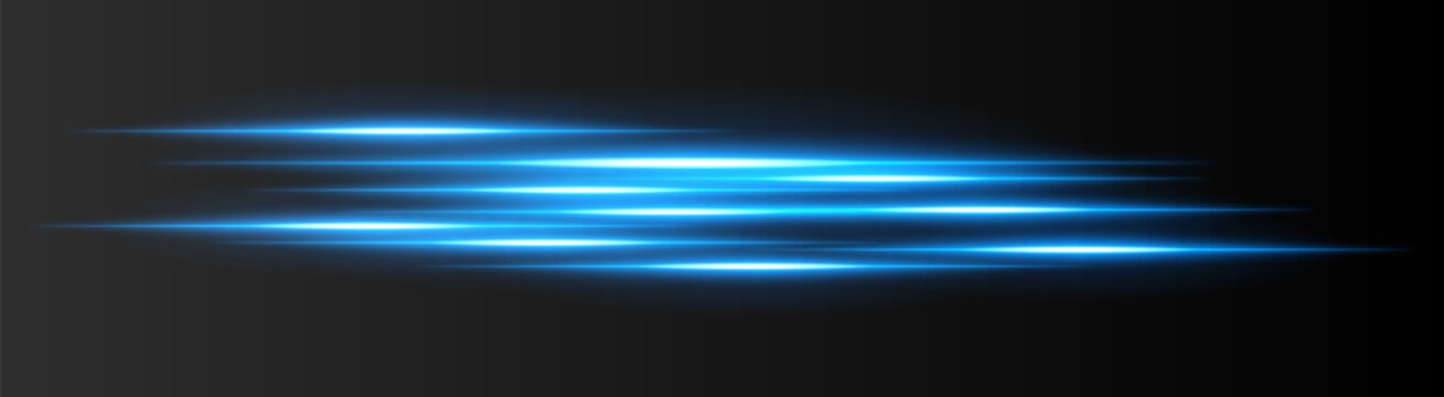 Abstract light streak composition. Multiple parallel glow lines with elongated blur edges, layered horizontal beams creating dynamic luminous motion across dark background.