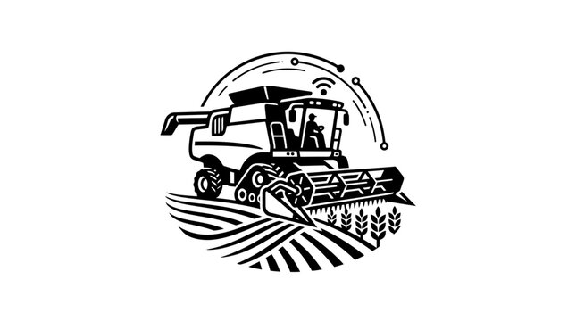 Harvesting Machine in a Field.