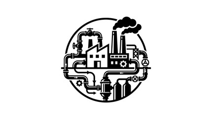 Obraz premium Industrial factory pipe system icon.