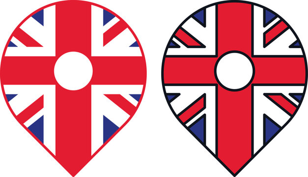 Beautiful collection of british patriotic icons featuring traditional flags badges map and decorative curled background elements vector