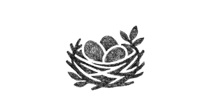 Sketch nest icon animation - smooth progressive reveal