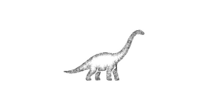 Sketch diplodocus icon animation - smooth progressive reveal