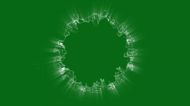 4k Fx white Energy Ball Effect Video Loop with bright flashes effect, cartoon flash fx energy animation, lightning thunder boom animation, energy spark burst flash on green screen energy explosion.