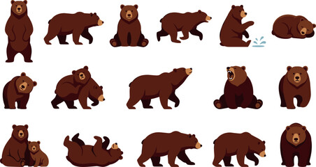 Fototapeta premium Bear Character Illustration Featuring Animal and Playful Scenes in Vector Artwork