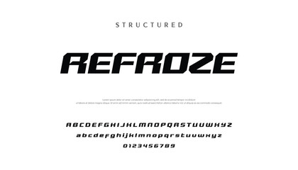 Digital modern alphabet font. Creative abstract urban, futuristic, fashion, sport, minimal technology typography.  Simple vector illustration with number modern, futuristic modern geometric font © Mark