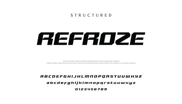 Digital modern alphabet font. Creative abstract urban, futuristic, fashion, sport, minimal technology typography.  Simple vector illustration with number modern, futuristic modern geometric font