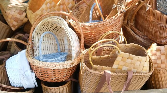 Collection of woven wicker baskets for sale