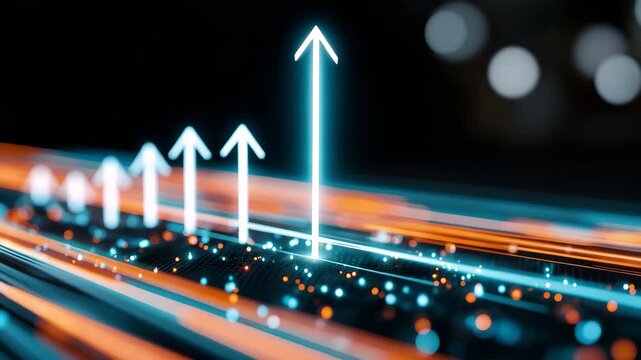 Digital Stream Growth Progress Upward Arrow Future Technology Success Trend Advance