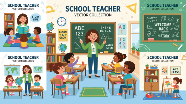 Female School Teacher in Classroom.
