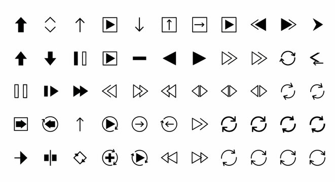 Collection of media player navigation and interface icons set