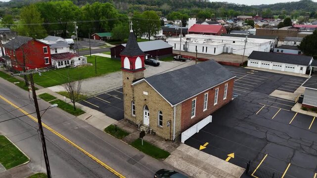 John Gee Black History Museum in Gallipolis, Ohio - aerial dro