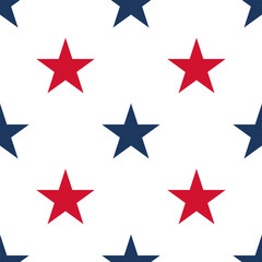 Obraz premium Seamless pattern with red and blue stars isolated on a white background. EPS-10.