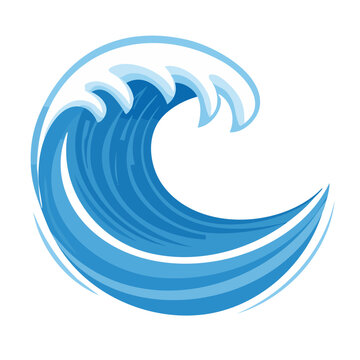 Stylized blue ocean wave with white foam