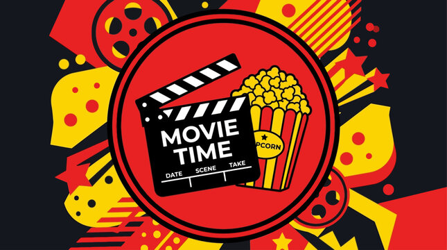 Cinema movie night entertainment concept.