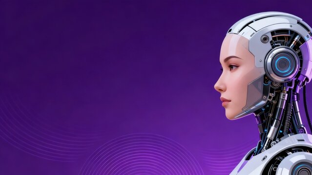 Futuristic humanoid robot head