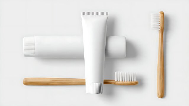 Close up of dental hygiene tools and toothpaste tube.