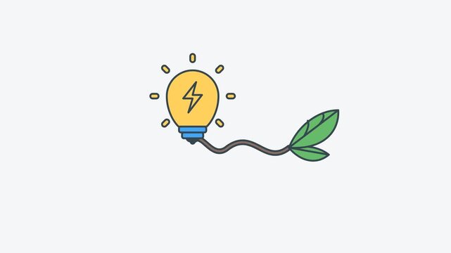 Conceptual illustration of green energy transition symbolized by a sprouting lightbulb