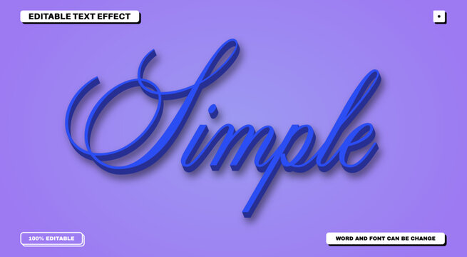 Simple 3D Editable Text Effect with Elegant Blue Cursive Script and Lavender Background