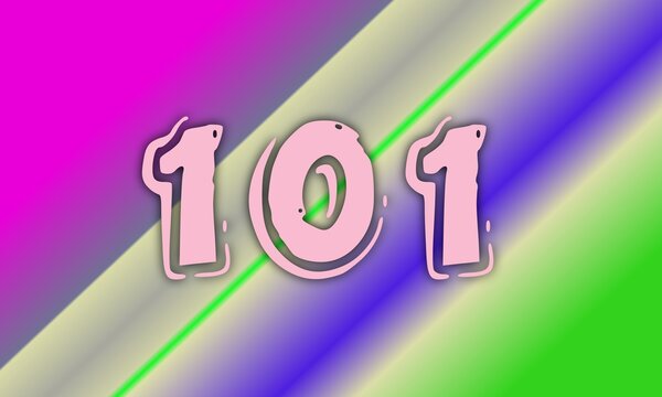 Creative Number 101 Design with Vibrant Gradient Background and Playful Typography