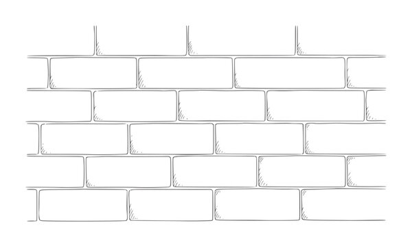 Hand drawn of a white brick wall pattern texture