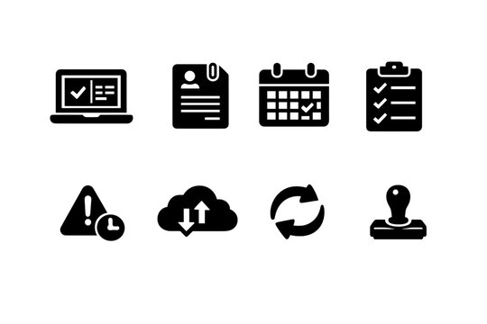 Freelance Icon Set. Freelance blogger content planning. Filled icon set of Freelance blogger content planning: