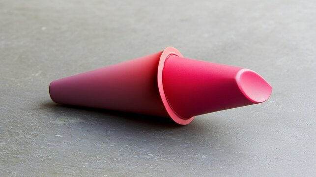 Broken Red Silicone Funnel on Gray Surface
