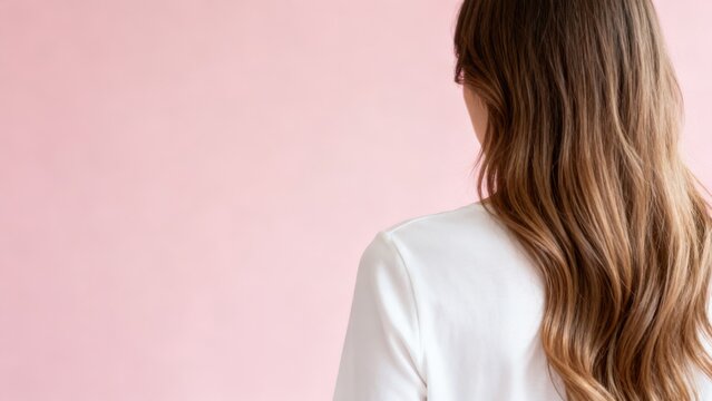 Woman with long hair from behind