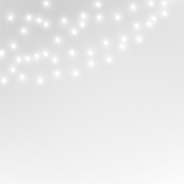 PNG glowing garland with warm bulbs. Transparent background decoration. Ideal for holiday branding posters and web visuals.