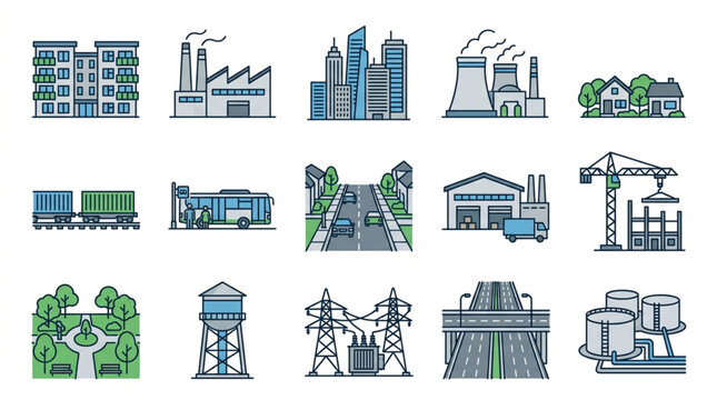 Collection of Urban and Infrastructure Icons