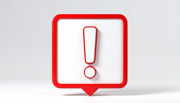 A red exclamation mark icon with a white border symbolizing urgency, importance, warning, alerts, and notifications, commonly used in interfaces to draw attention to critical information requiring imm